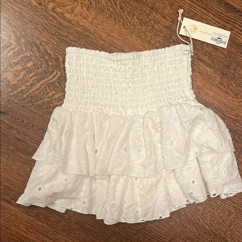 Ocean Drive White Floral Eyelet Skort